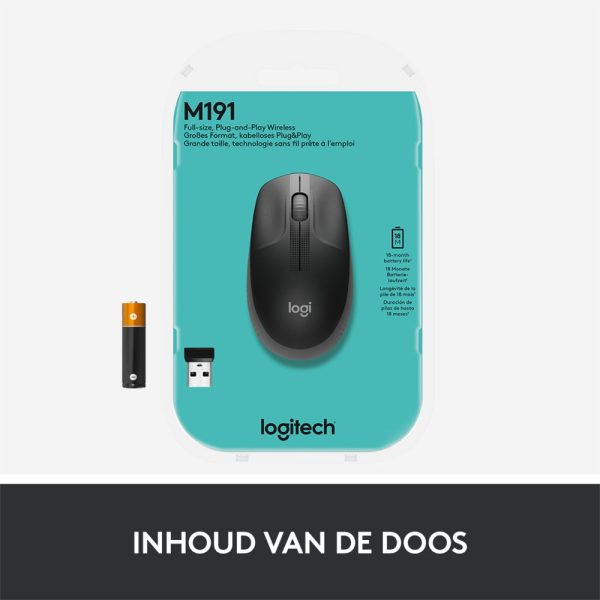 Logitech M190 Draadloze Muis - Zwart - Afbeelding 11