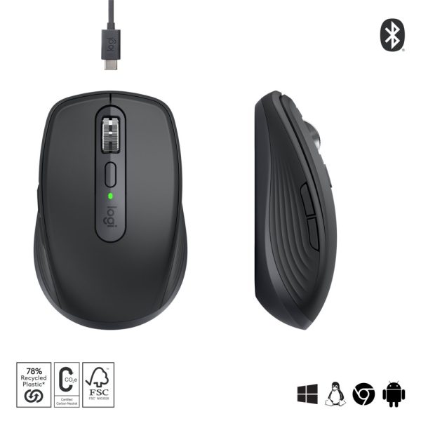 Logitech MX Anywhere 3S muis Rechtshandig RF-draadloos + Bluetooth Laser 8000 DPI - Afbeelding 4