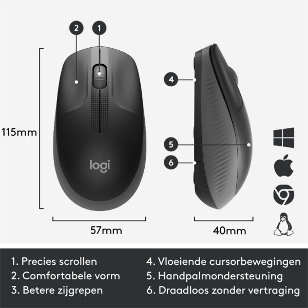 Logitech M190 Draadloze Muis - Zwart - Afbeelding 10